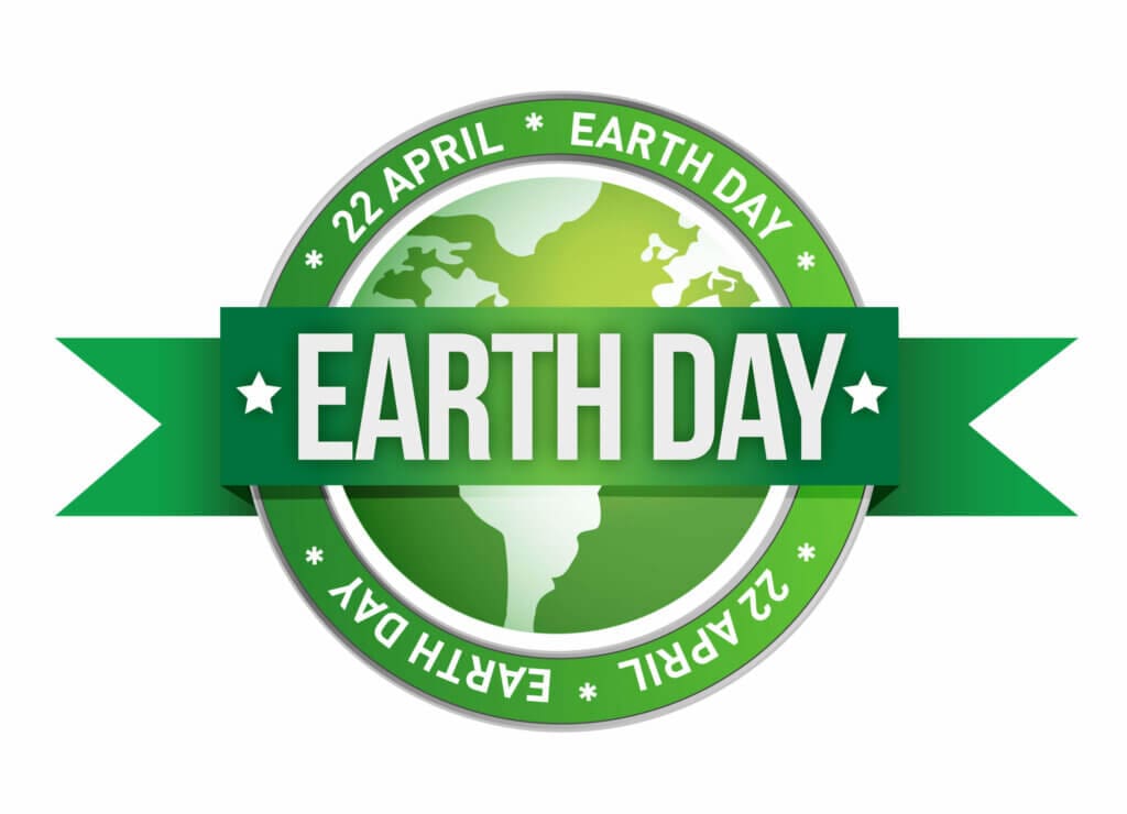 earth day written inside the stamp illustration design